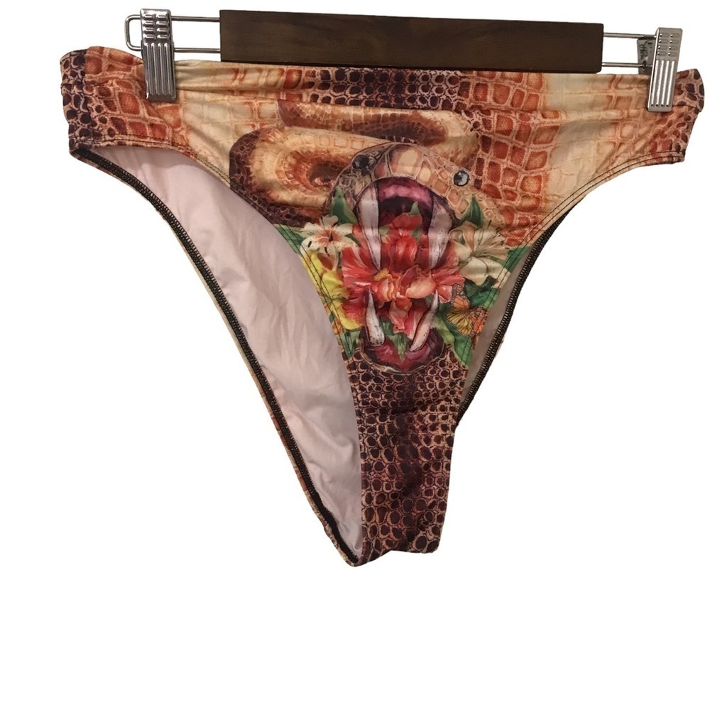 Hot as Hell snake floral animal print high waist bikini bottoms size L